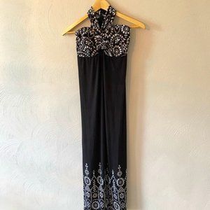 Soma Batik-design Tie-neck Maxi Dress